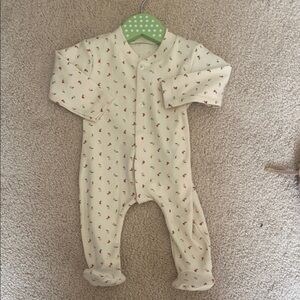 Cream with tulips Footie One Piece with Rounded Collar